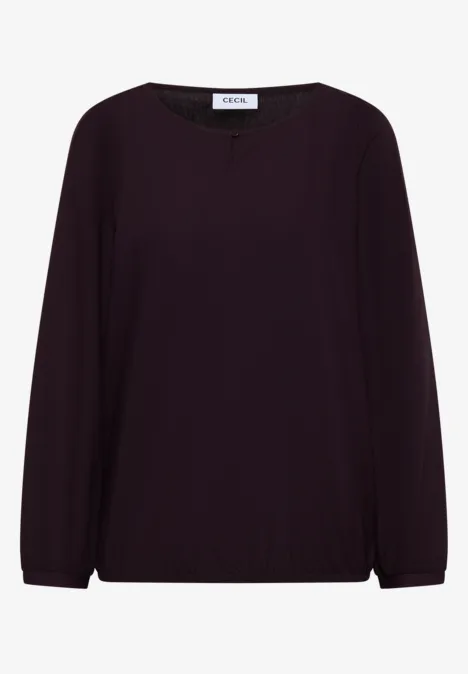 Blouse in effen kleur eggplant red