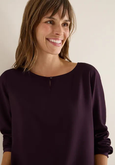 Blouse in effen kleur eggplant red