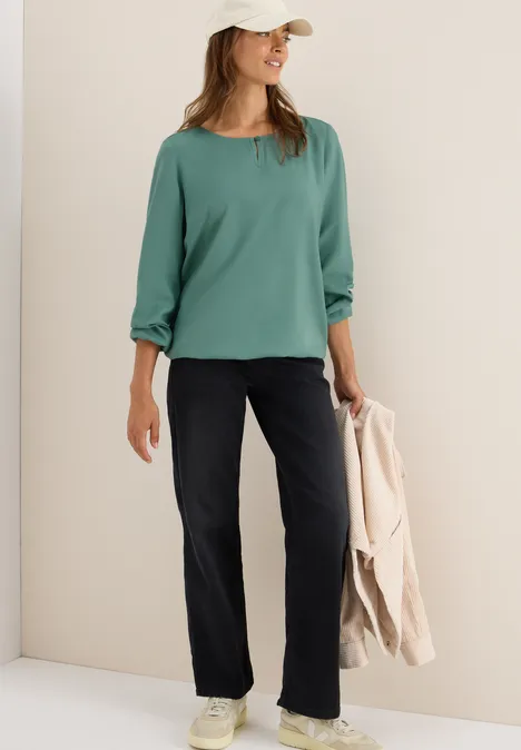 Bluse in Unifarbe jewel green
