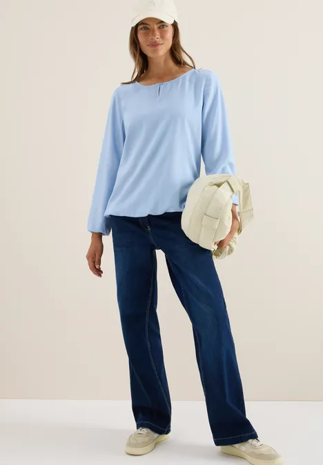 Bluse in Unifarbe mountain blue