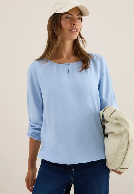 Bluse in Unifarbe mountain blue
