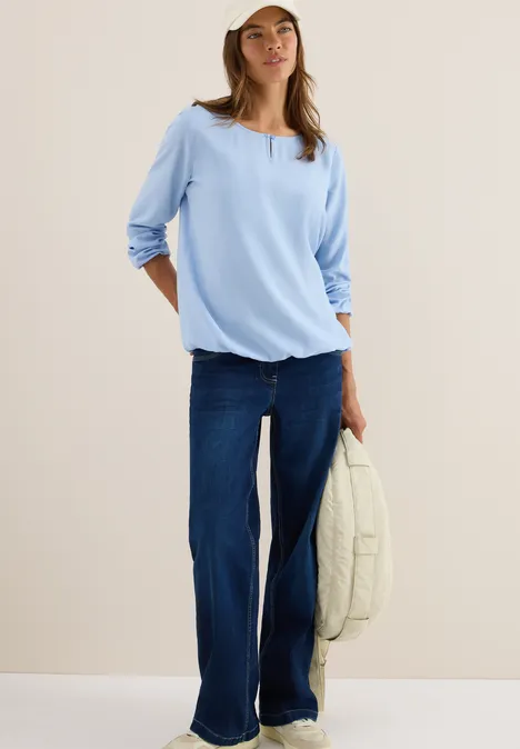 Bluse in Unifarbe mountain blue