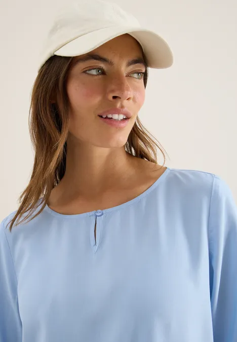 Bluse in Unifarbe mountain blue