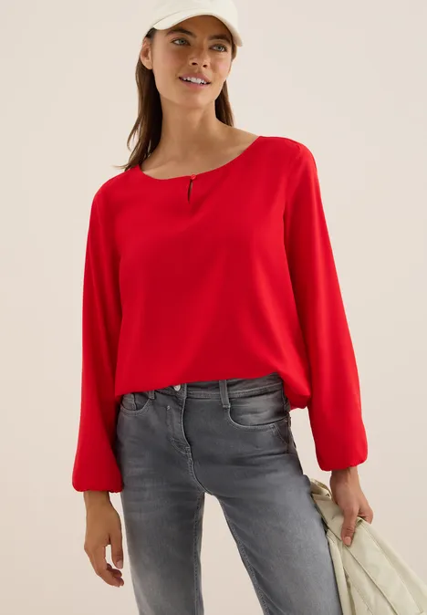 Bluse in Unifarbe fiery red