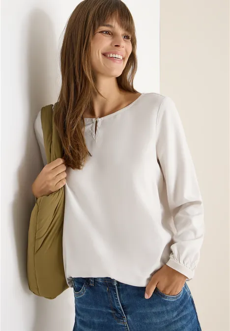 Blouse in effen kleur light greige