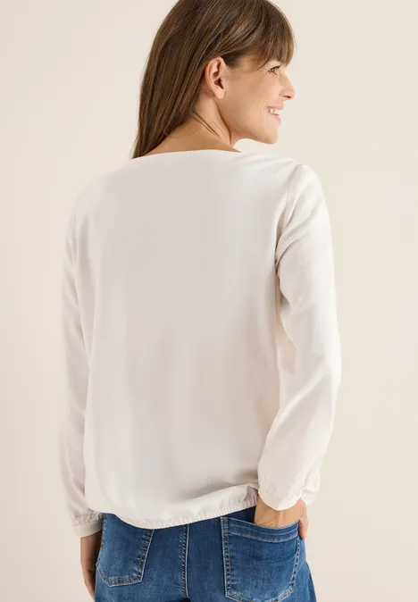 Blouse in effen kleur light greige