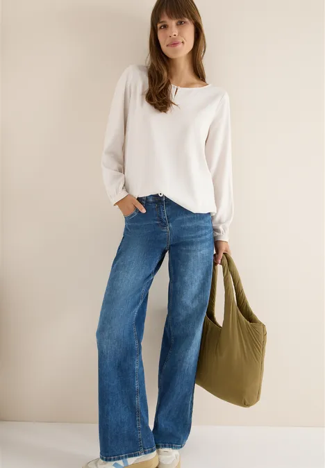 Blouse in effen kleur light greige