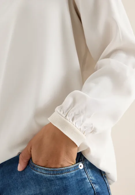 Blouse in effen kleur light greige