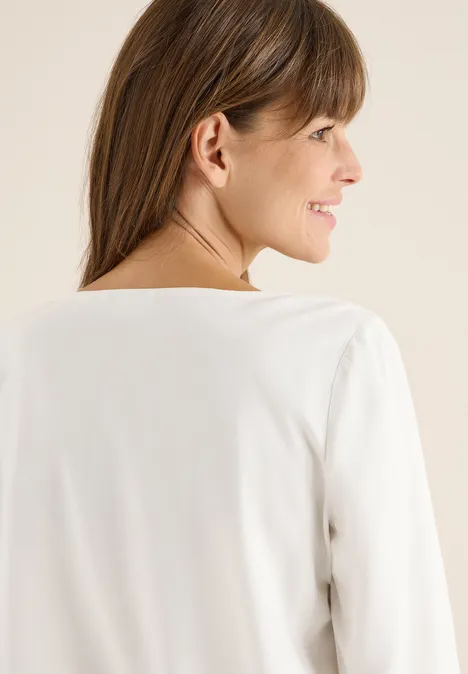 Blouse in effen kleur light greige