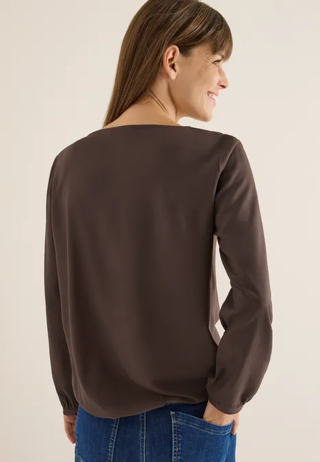 Blouse in effen kleur chocolate mousse