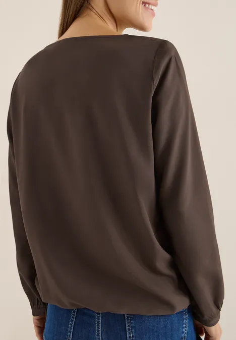 Blouse in effen kleur chocolate mousse