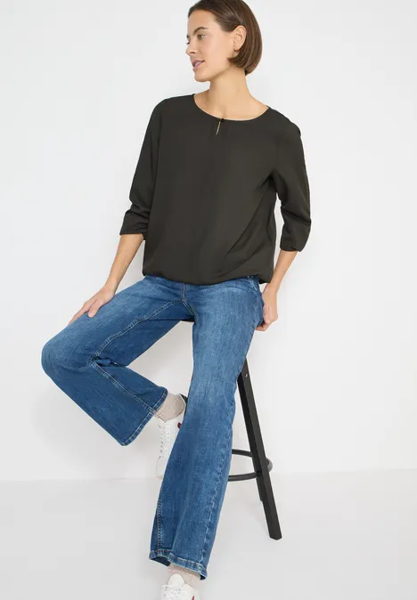 Bluse in Unifarbe raw khaki