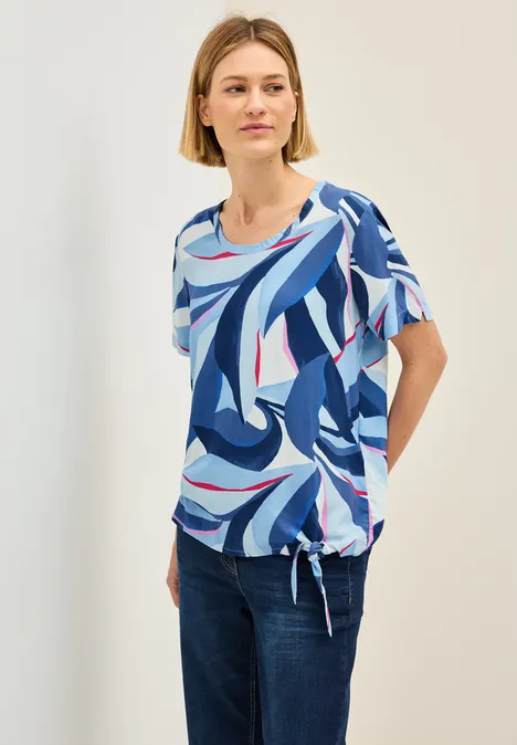 Print-Bluse mit Knoten urban navy blue