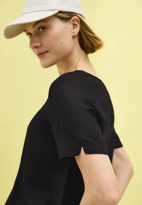 Bluse mit Knotendetail Black