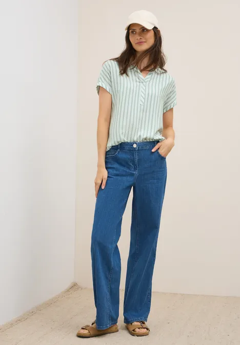 Gestreiftes Blusenshirt vanilla white