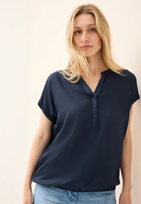 Blusenshirt in Unifarbe urban navy blue