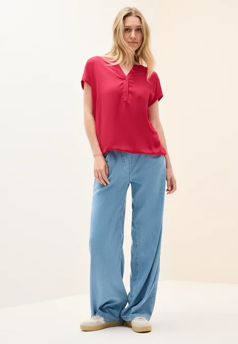 Blusenshirt in Unifarbe glazed apple red