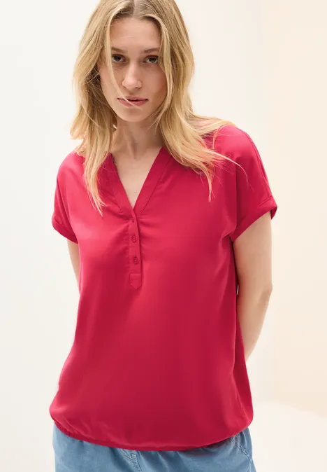 Blusenshirt in Unifarbe glazed apple red