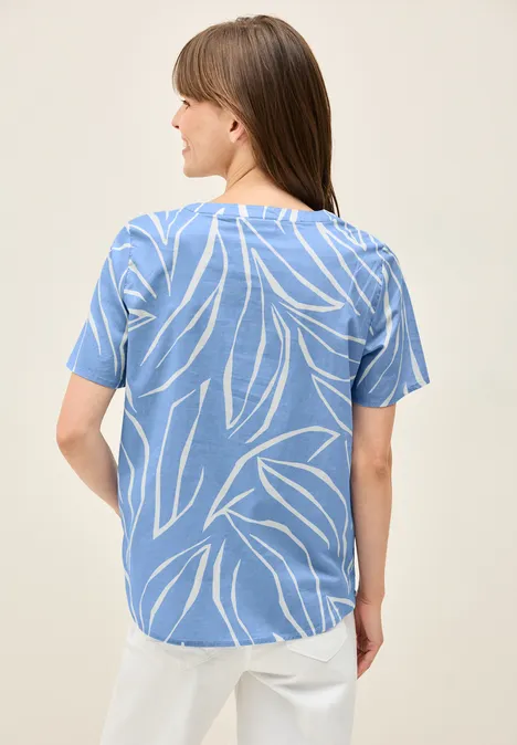 Gemusterte Baumwollbluse deep pastel blue