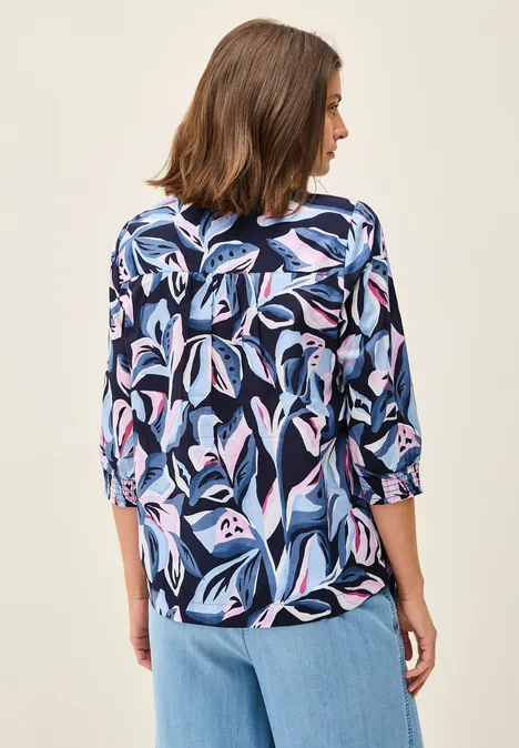 Gemusterte Baumwollbluse urban dark blue