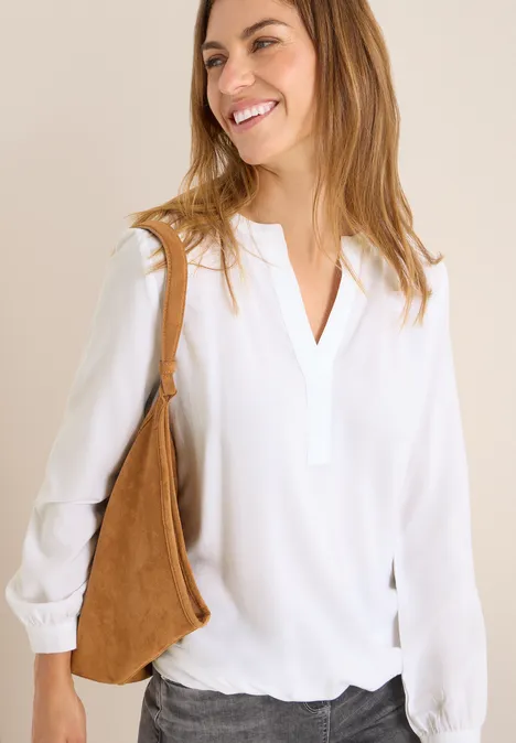 Split Neck Bluse White
