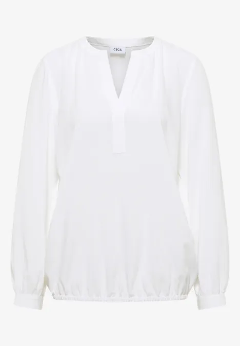 Blouse met gespleten hals White