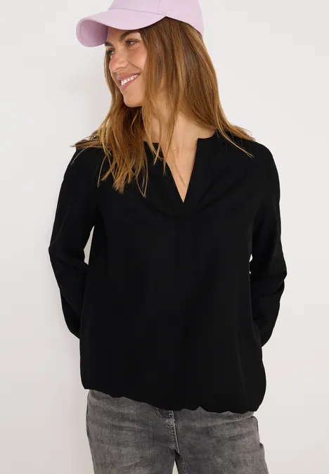 Split Neck Bluse Black
