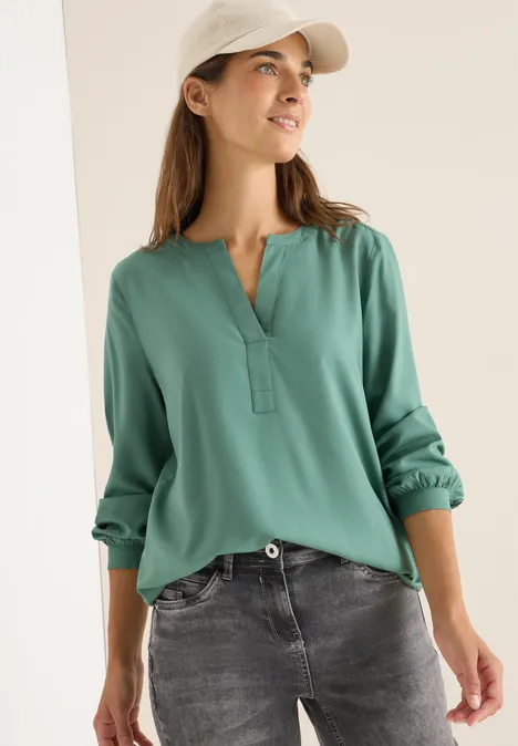 Split Neck Bluse jewel green