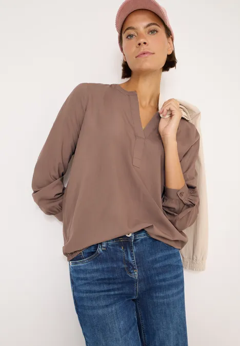 Split Neck Bluse cocoa taupe