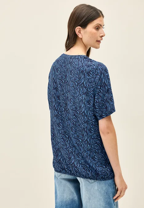 Gemusterte Split Neck Bluse urban navy blue