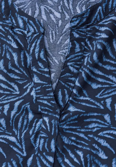 Gemusterte Split Neck Bluse urban navy blue