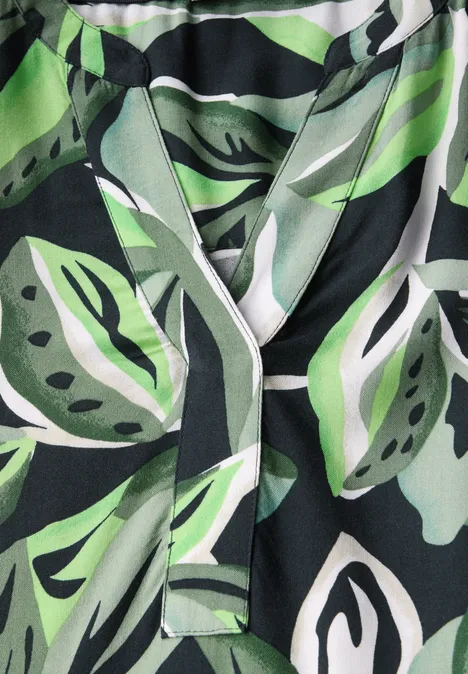 Gemustertes Blusenshirt ink green