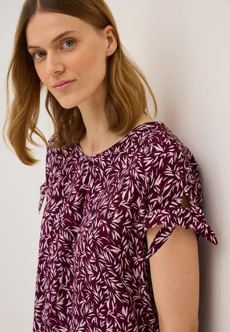 Gemustertes Blusenshirt mulberry red