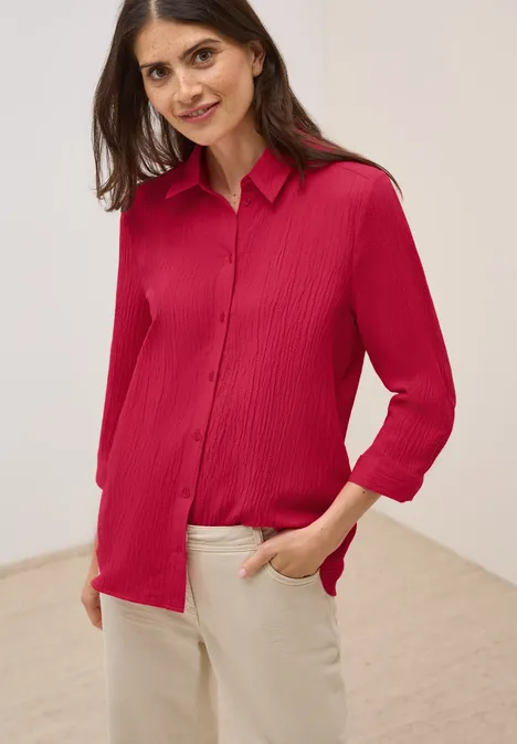 Hemdbluse mit Struktur glazed apple red