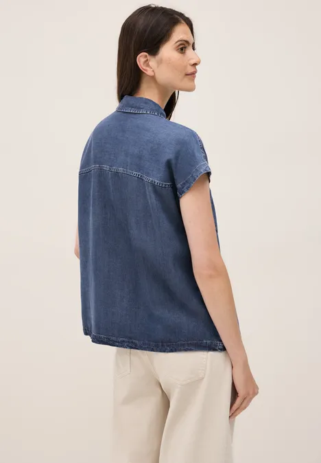 Lyocell Bluse mid blue wash