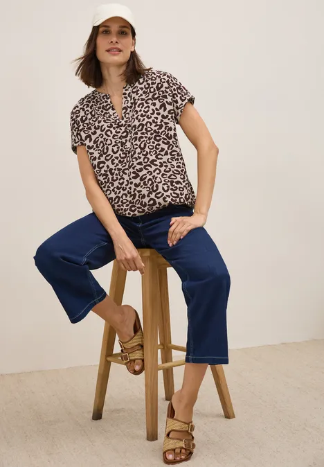 Leo Split Neck Bluse mulberry red