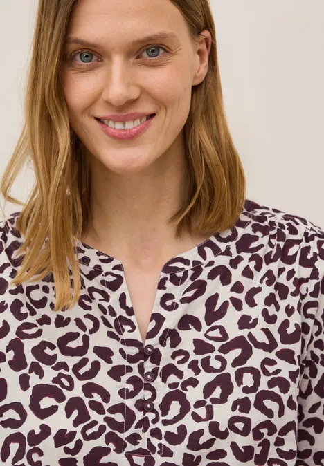 Gemusterte Baumwollbluse mulberry red Gemusterte Baumwollbluse mulberry red