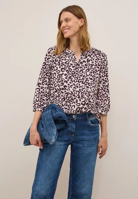 Gemusterte Baumwollbluse mulberry red Gemusterte Baumwollbluse mulberry red