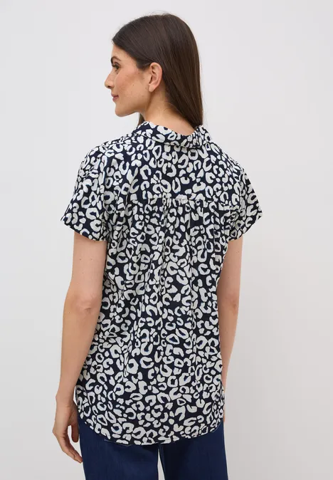 Gemusterte Baumwollbluse urban dark blue