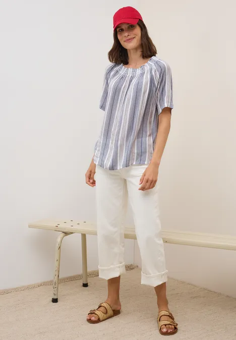 Gestreifte Bluse vanilla white