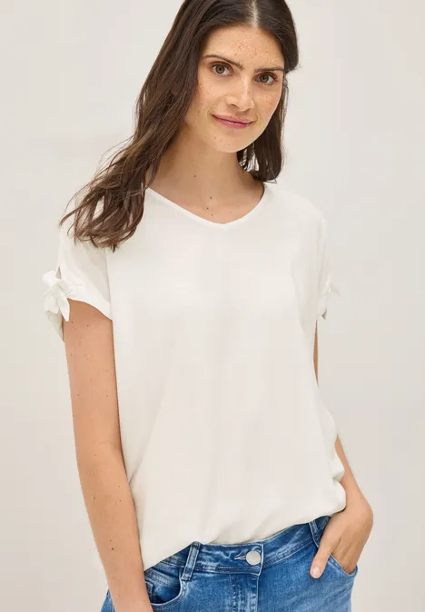 Blusenshirt mit Knoten vanilla white