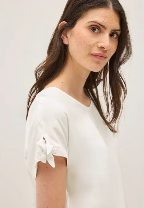 Blusenshirt mit Knoten vanilla white