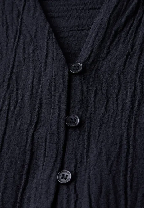 Strukturbluse in Unifarbe urban dark blue
