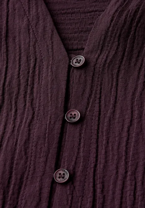 Strukturbluse in Unifarbe mulberry red