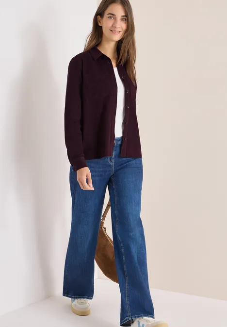 Cord Hemdbluse eggplant red