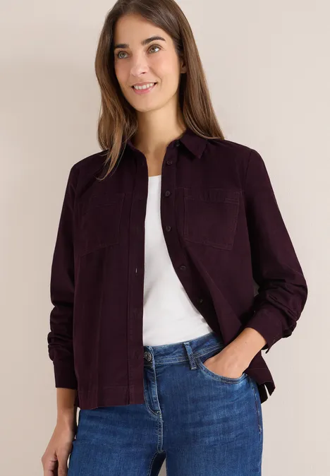 Cord Hemdbluse eggplant red