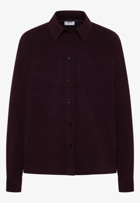 Cord Hemdbluse eggplant red