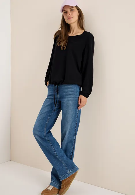Bluse mit Tunnelzug Black