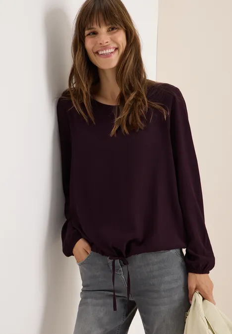 Bluse mit Tunnelzug eggplant red
