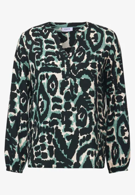 Gemusterte Tunika ink green
